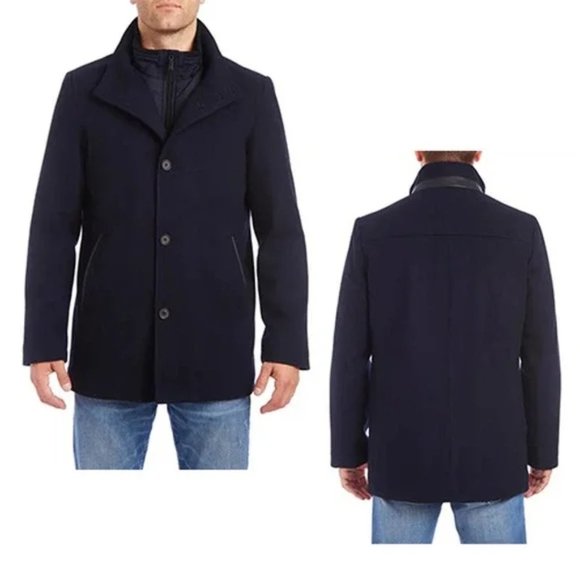 Vince Camuto Other - Vince Camuto Short Wool Blend Men's Car Coat Stand Collar Navy Size: Large NWOT